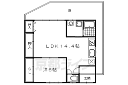 叡山電鉄鞍馬線 八幡前駅 徒歩5分の賃貸一戸建て 1LDKの間取り