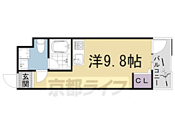 スターアパートメント下鴨 1階ワンルームの間取り