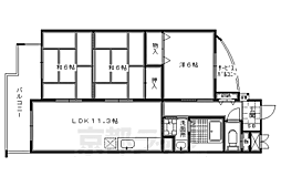 京都市営烏丸線 北山駅 徒歩3分の賃貸マンション 1階3LDKの間取り