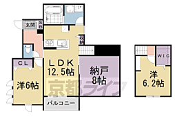 京都地下鉄東西線 東山駅 徒歩9分の賃貸アパート 1階2SLDKの間取り
