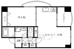 京都市営烏丸線 烏丸御池駅 徒歩5分の賃貸マンション 4階1LDKの間取り