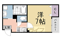 京都地下鉄東西線 西大路御池駅 徒歩8分の賃貸アパート 2階1Kの間取り