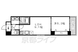 京都市営烏丸線 烏丸御池駅 徒歩5分の賃貸マンション 5階1LDKの間取り