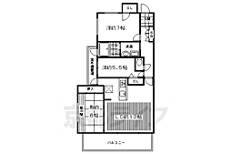 ユニーブル京都紫野 2階3LDKの間取り