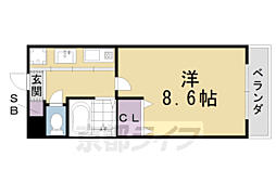 元土御門 2階1Kの間取り