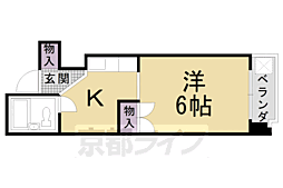 エバグリーンヴィラ堀川 5階1Kの間取り