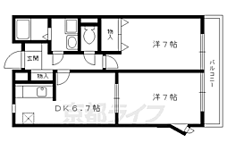 京都市営烏丸線 北山駅 徒歩10分の賃貸アパート 1階2DKの間取り