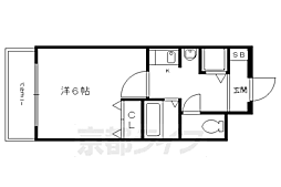 京阪本線 出町柳駅 徒歩17分の賃貸マンション 2階1Kの間取り