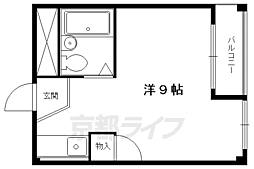 叡山電鉄鞍馬線 二軒茶屋駅 徒歩9分の賃貸マンション 3階1Kの間取り