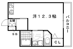 JR山陰本線 二条駅 徒歩4分の賃貸アパート 3階ワンルームの間取り