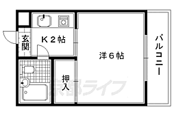 聚楽ＰＡＴＩＯ 3階1Kの間取り