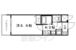 京阪本線 出町柳駅 徒歩17分の賃貸マンション 2階1Kの間取り