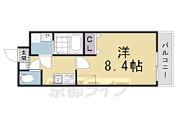 京都市営烏丸線 北大路駅 徒歩29分の賃貸アパート 1階1Kの間取り