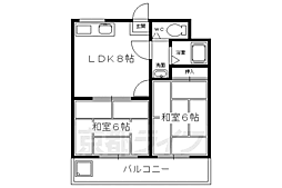 第二京洛 2LDKの間取図画像