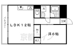 ヴィヨーム京都北大路 1LDKの間取図画像