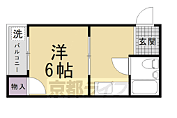 コートハウス紫明 1Kの間取図画像