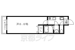 クローバーコート 1Kの間取図画像
