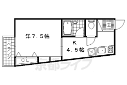 コーポ未麗妙心寺 1DKの間取図画像