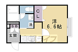 ロザージュ西京極 1Kの間取図画像