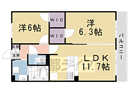 ニックレジデンス京都 2LDKの間取図画像