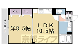 ベルウエスト 1LDKの間取図画像