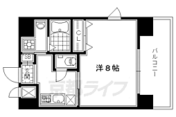 アスヴェル京都四条烏丸 1Kの間取図画像