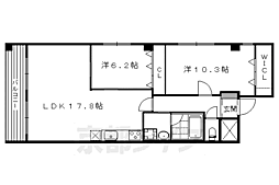 サワラビ御所 2LDKの間取図画像