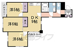 アセット西院 3LDKの間取図画像