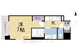 ベラジオ雅び烏丸十条 1Kの間取図画像