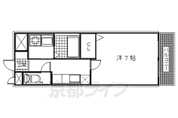 ヴィラグレイス2 1Kの間取図画像