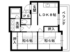 イストワール御所東 2LDKの間取図画像