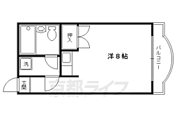 リヴァク下鴨西 ワンルームの間取図画像