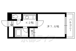 コスモハイツ河原町 1Kの間取図画像