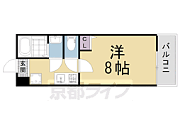 フラッティ有馬町 1Kの間取図画像