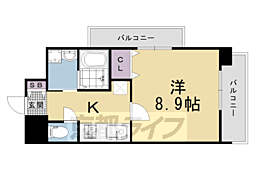 フォース三条 1Kの間取図画像