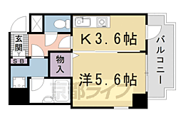 ライオンズマンション四条堀川第2 1Kの間取図画像
