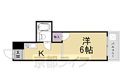 万里小路アベニュー 1Kの間取図画像