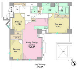 コスモ上大岡サニーウイングA棟 3LDKの間取図画像