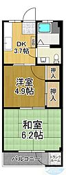 正建ハイツ力丸 2DKの間取図画像