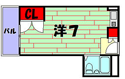 ハイツ高美 ワンルームの間取図画像