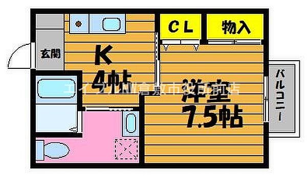 みのりII ｜岡山県倉敷市中島(賃貸アパート1K・1階・31.05㎡)の写真 その2