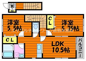 アムール　Ｂ棟 202 ｜ 岡山県倉敷市玉島阿賀崎1丁目8-11（賃貸アパート2LDK・2階・57.55㎡） その2