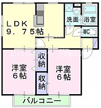 リバーサイド早島B 202 ｜ 岡山県都窪郡早島町早島1935-2（賃貸アパート2LDK・2階・52.66㎡） その2