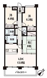 河内長野グリーンマンション 3LDKの間取り