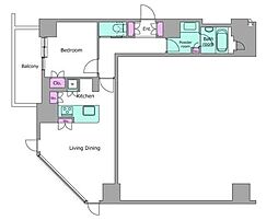 レジディアタワー目黒不動前 1LDKの間取図画像