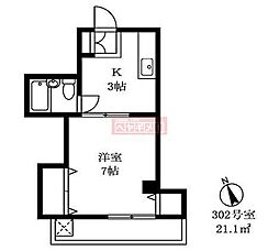 S.Kフラット 1Kの間取図画像