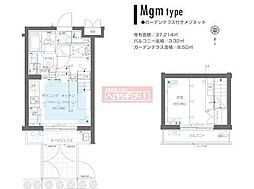 ZOOM目黒かむろ坂 1DKの間取図画像