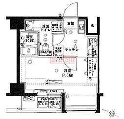 ハーモニーレジデンス田町 1Kの間取図画像