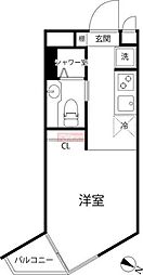 エスポワール中目黒 ワンルームの間取図画像