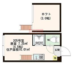 ハーモニーテラス南長崎 ワンルームの間取図画像